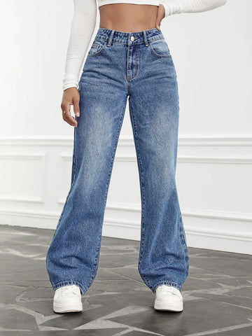PETITE High Waist Straight Leg Jeans