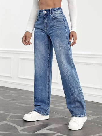 PETITE High Waist Straight Leg Jeans