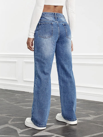 PETITE High Waist Straight Leg Jeans
