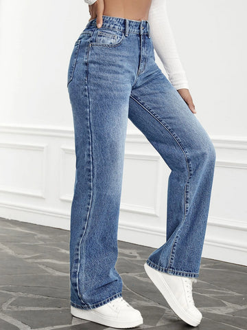 PETITE High Waist Straight Leg Jeans