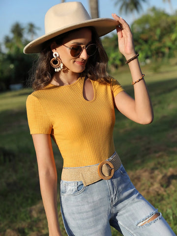 EMERY ROSE Cut Out Detail Tee