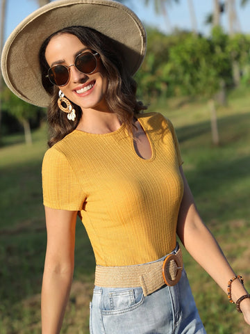 EMERY ROSE Cut Out Detail Tee