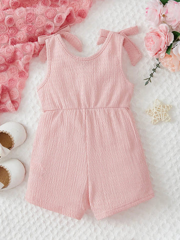 Baby Knot Shoulder Overlap Collar Romper