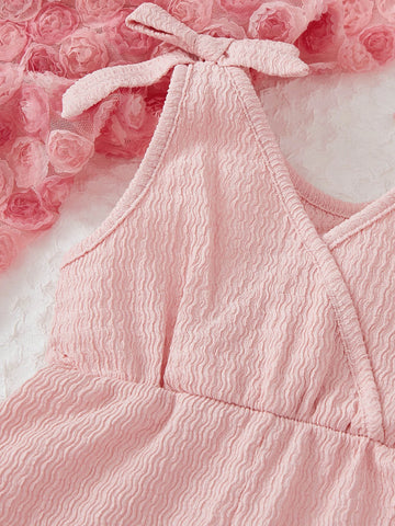 Baby Knot Shoulder Overlap Collar Romper