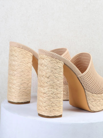 Jersey Chunky Woven Heel Platform Mules