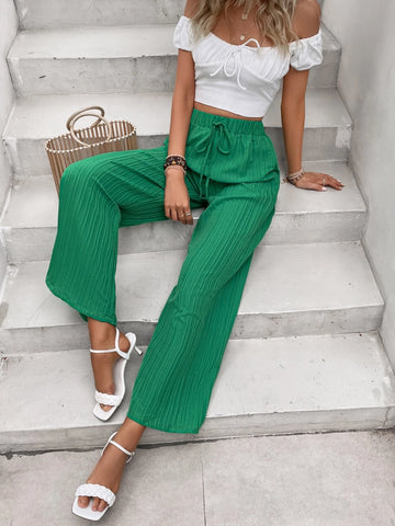 Tie Waist Wide Leg Pants