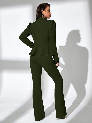 Puff Sleeve Double Button Blazer & Pants