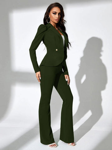 Puff Sleeve Double Button Blazer & Pants