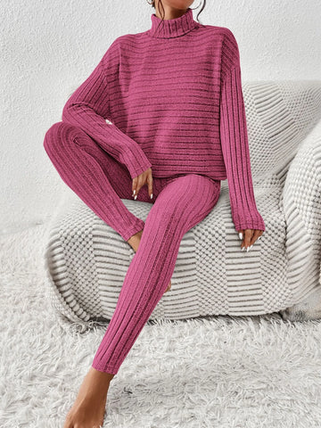 Turtleneck Drop Shoulder Tee & Leggings