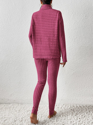 Turtleneck Drop Shoulder Tee & Leggings