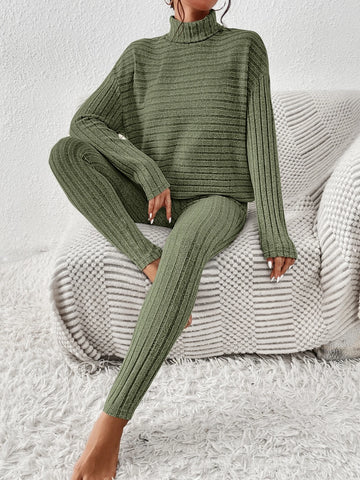 Turtleneck Drop Shoulder Tee & Leggings