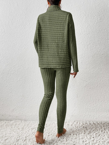 Turtleneck Drop Shoulder Tee & Leggings