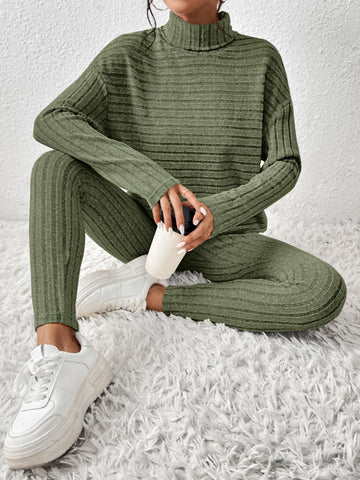 Turtleneck Drop Shoulder Tee & Leggings
