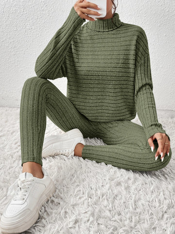 Turtleneck Drop Shoulder Tee & Leggings
