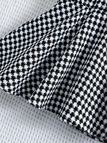 Baby Houndstooth Print Ruffle Trim Dress