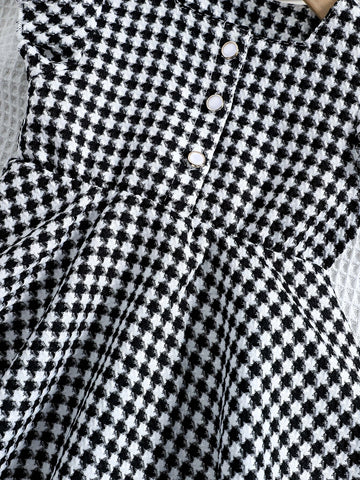 Baby Houndstooth Print Ruffle Trim Dress
