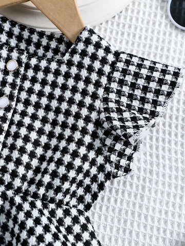 Baby Houndstooth Print Ruffle Trim Dress