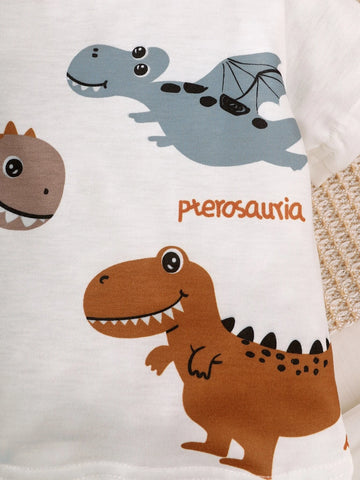 Baby Letter & Dinosaur Print Tee & Shorts