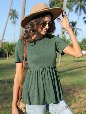 EMERY ROSE Solid Ruffle Hem Tee