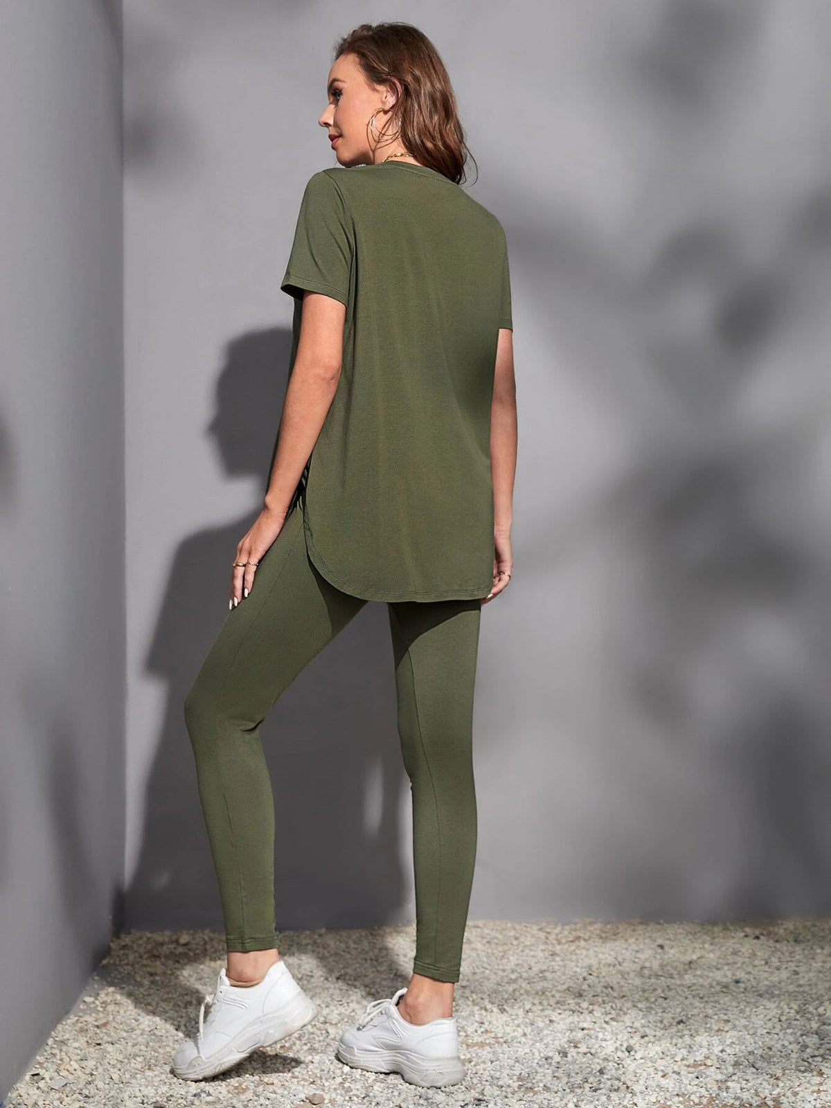 EZwear Solid Split Side Tee & Leggings