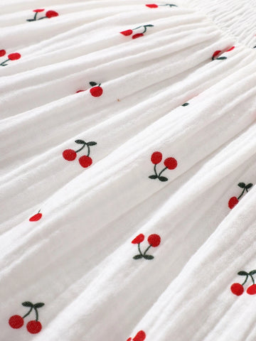 Baby Cherry Print Ruffle Trim Dress