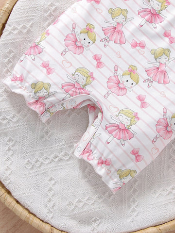 Newborn Baby Figure& Striped Print Frill Trim Romper & Headband