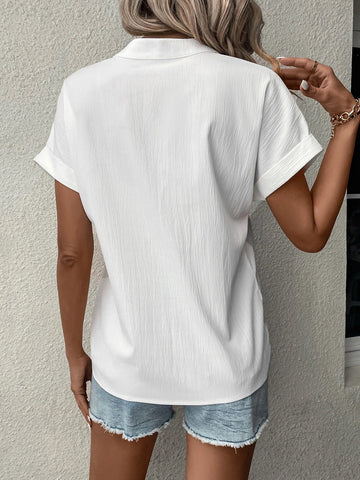 EMERY ROSE Notched Neck Batwing Sleeve Blouse