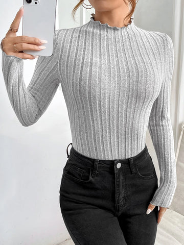 Lettuce Trim Ribbed Knit Bodysuit