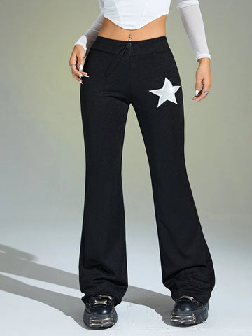 Star Print Flare Leg Pants