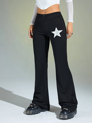 Star Print Flare Leg Pants