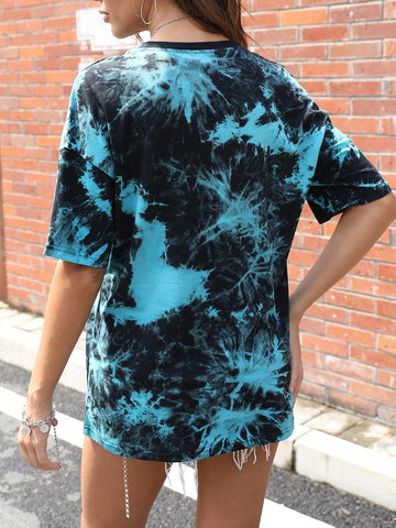 Butterfly & Letter Graphic Drop Shoulder Tee