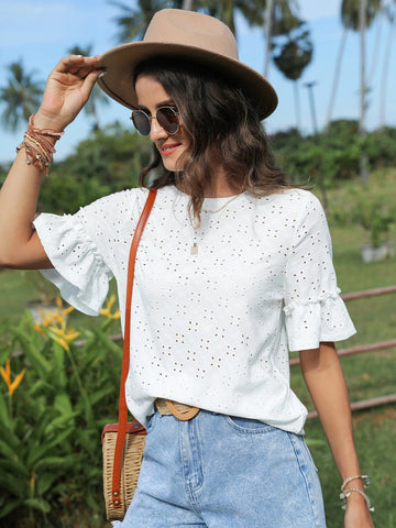 EMERY ROSE Flounce Sleeve Schiffy Tee