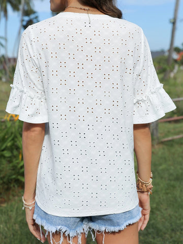 EMERY ROSE Flounce Sleeve Schiffy Tee