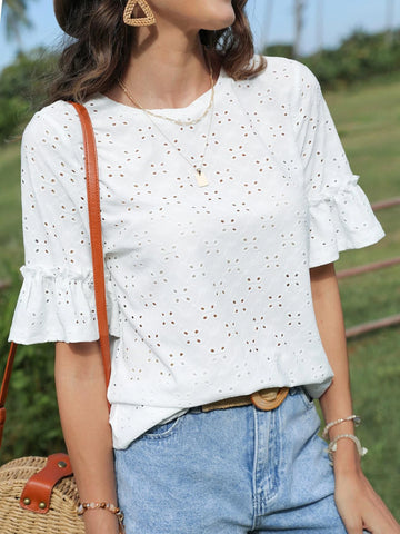 EMERY ROSE Flounce Sleeve Schiffy Tee