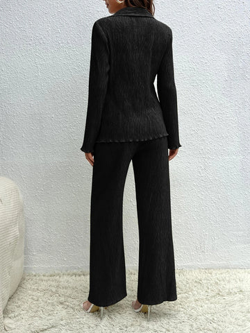 Tall Solid Button Front Blouse & Pants