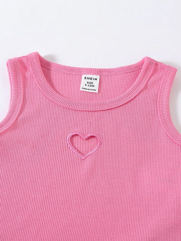 Baby Heart Cut Out Tank Top & Flare Leg Pants