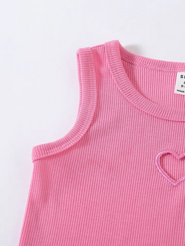 Baby Heart Cut Out Tank Top & Flare Leg Pants