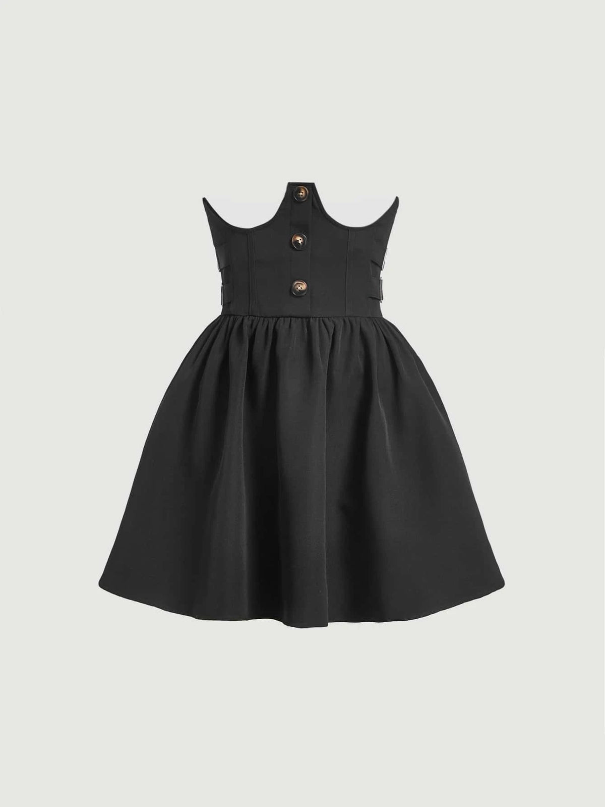 MOD Button Front Flare Hem Skirt