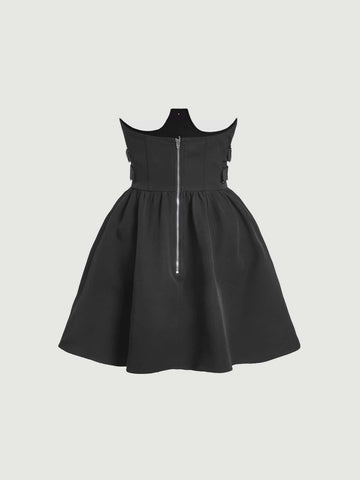 MOD Button Front Flare Hem Skirt