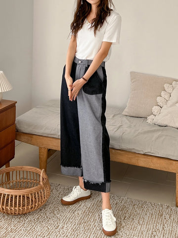 DAZY Two Tone Raw Cut Jeans