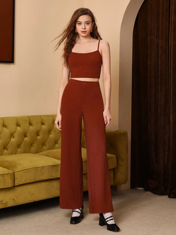 MOD Solid Cami Top & Wide Leg Pants