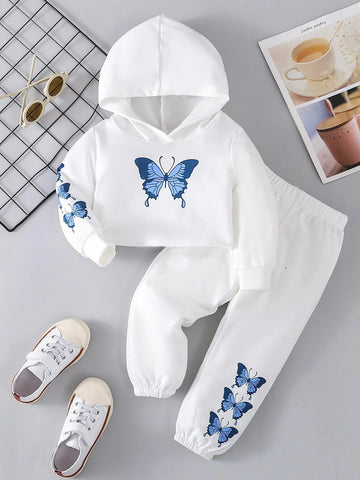 Baby Butterfly Print Hoodie & Sweatpants