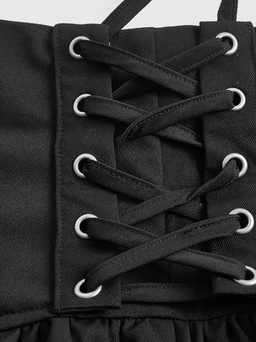 MOD Lace Up Side Ruffle Hem Skirt