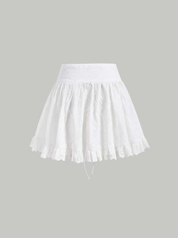 MOD Lace Up Front Ruffle Hem Schiffy Skirt