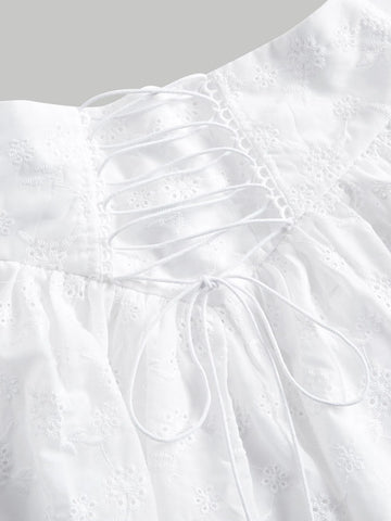 MOD Lace Up Front Ruffle Hem Schiffy Skirt