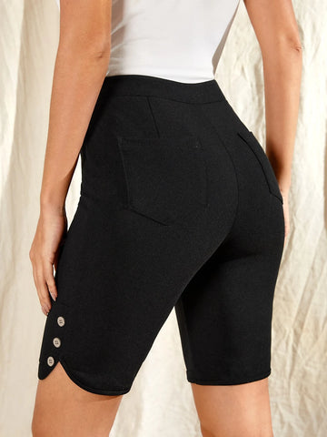 EMERY ROSE Button Detail Skinny Shorts