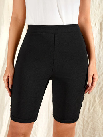 EMERY ROSE Button Detail Skinny Shorts