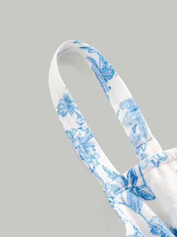 MOD Floral Print Ruched Bust Cami Top & Split Hem Skirt