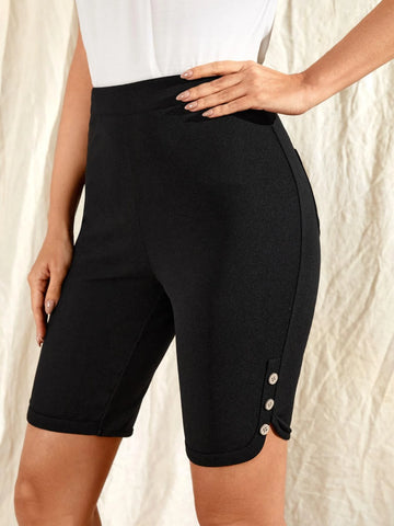 EMERY ROSE Button Detail Skinny Shorts