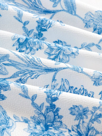 MOD Floral Print Ruched Bust Cami Top & Split Hem Skirt